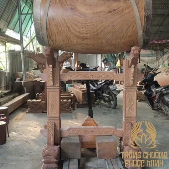 Trống chùa gỗ gõ đỏ 70x140