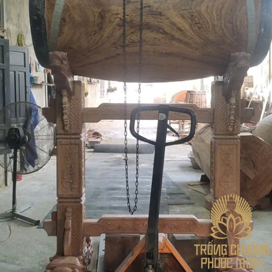 Trống chùa gỗ gõ đỏ 70x140