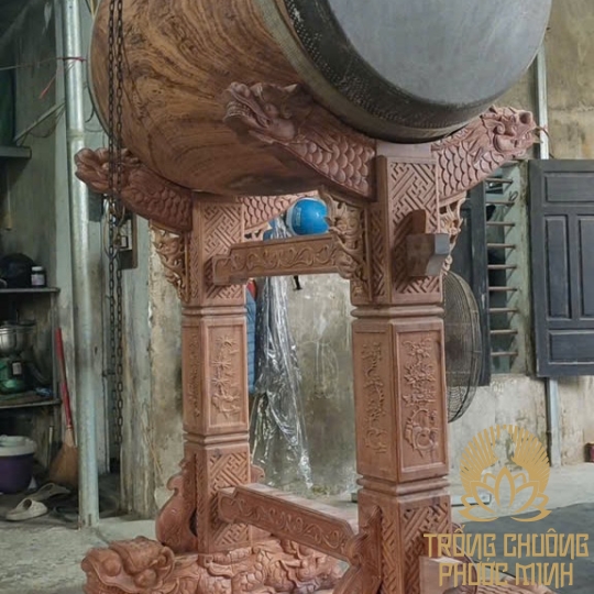 Trống chùa gỗ gõ đỏ 70x140