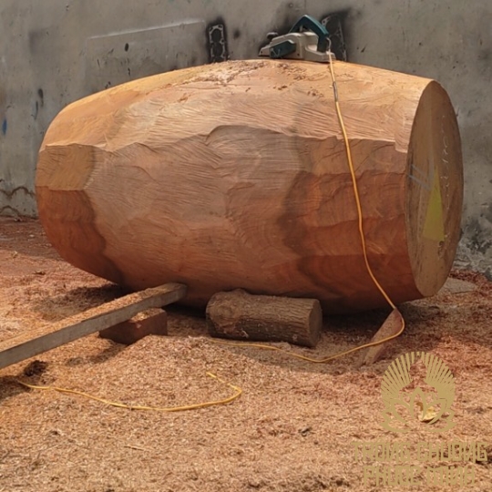 Trống bát nhã gỗ lim có giá đỡ 